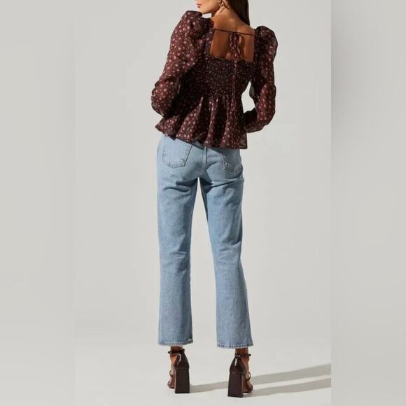 NWT New ASTR The Label Floral Print Smocked Babydoll Top Size L - Picture 5 of 12